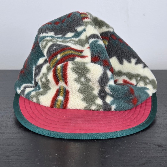 Patagonia Synchilla USA Made Vintage Fleece Duckbill 5 Panel Hat Cap Retro Aztec - Picture 2 of 8